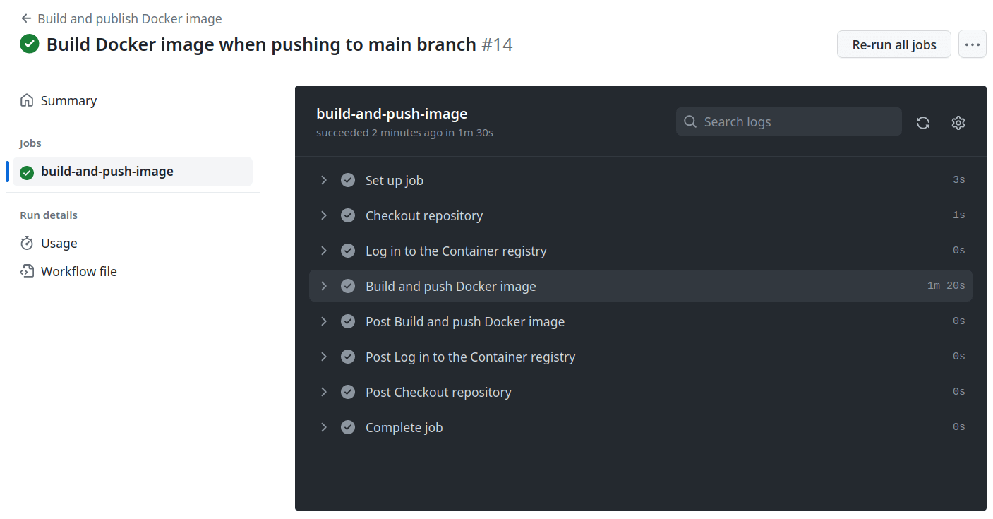 Details when building Docker image on GitHub Actions after push