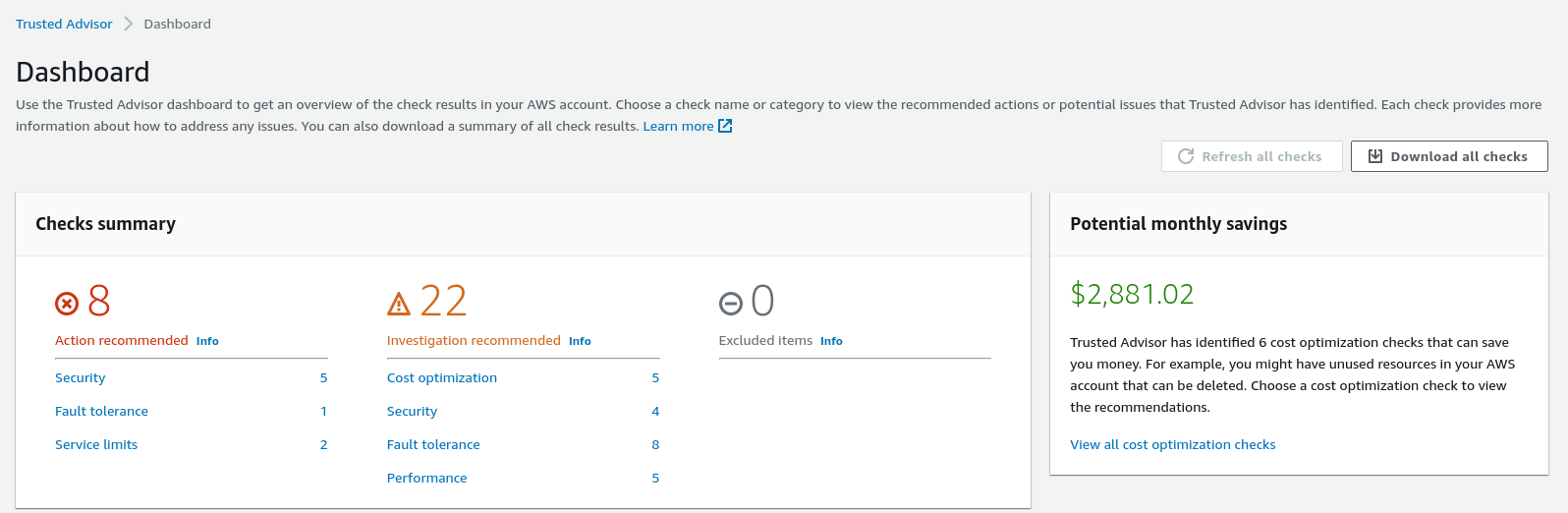 Example for AWS Trusted Advisor