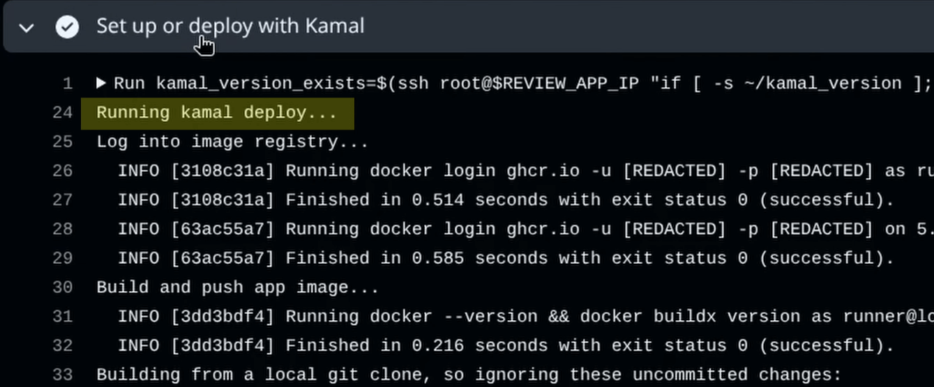 GitHub Actions: Kamal deploy performed